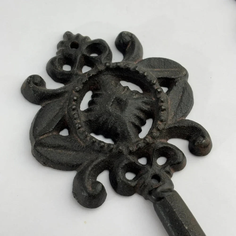 Antique Cast Iron Wall Hooks Brown Decorative Coat Hat Towel Hanging Vintage